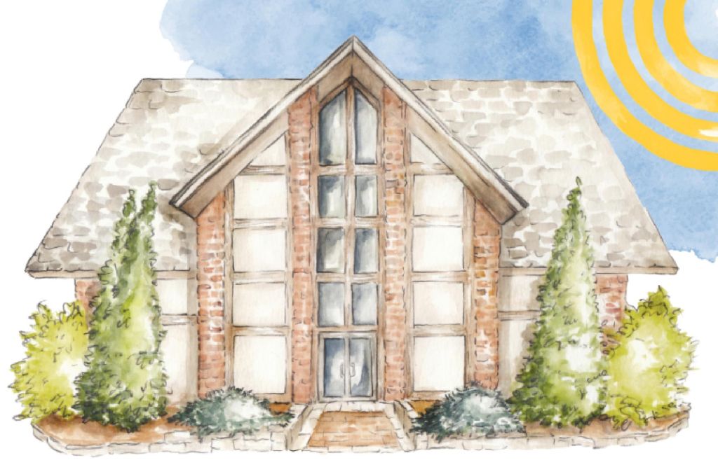 A watercolor depicting the exterior of Community Support Advocates' building